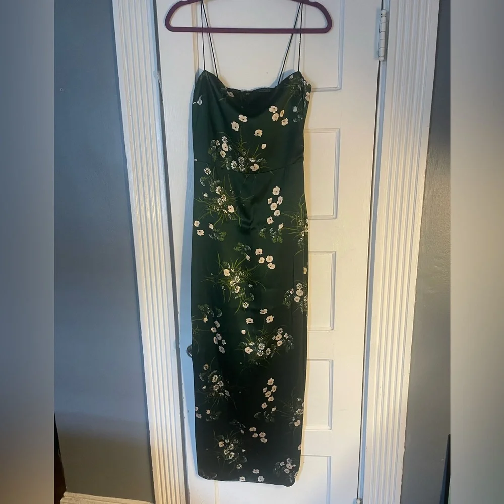 SOLD - Reformation Frankie Silk Green Dress - size 6 - Picture 2 of 7